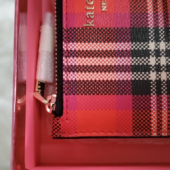 ‼️LAST DAY!♠️ KATE SPADE Boxed Spencer Foliage Plaid Small Slim Bifold Wallet ♠️ - Picture 7 of 8